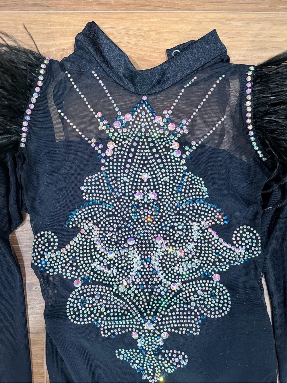 Black Feather & Crystal Kids Dance Leotard